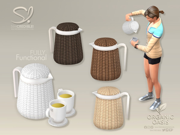 Sims 4 — Organic Oasis Hotel Suite - Tea maker by SIMcredible! — And now after your nap, it's snack time. This hotel room