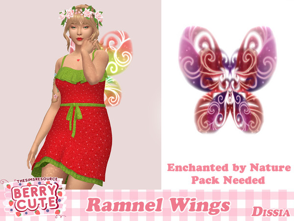 Sims 4 — Ramnel Wings by Dissia — Small double fairy wings !! Enchanted by Nature Pack Needed !!
