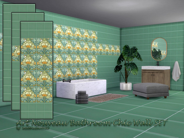 Sims 4 — matomibotaki Art Nouveau Bathroom Chic Wall SET by matomibotaki — Bathroom tile set in Art Nouveau look, 3