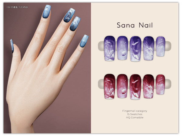 Sims 4 — Sana Nail by VELYSEA — -Fingernail category -HQ comatble -15 swatches