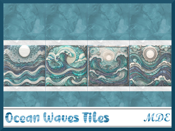 Sims 4 — MDE-Ocean Waves Wall Tiles by MDE — Add a touch of artistry to your home with ocean waves tiles, perfect for