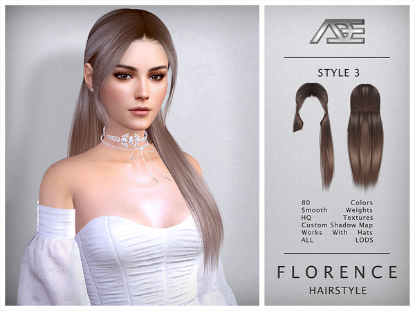 Sims 4 — Florence - Style 3 (Hairstyle) by Ade_Darma — Florence Hairstyle - Style 3 New Hair Mesh