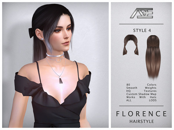 Sims 4 — Florence - Style 4 (Hairstyle) by Ade_Darma — Florence Hairstyle - Style 4 New Hair Mesh