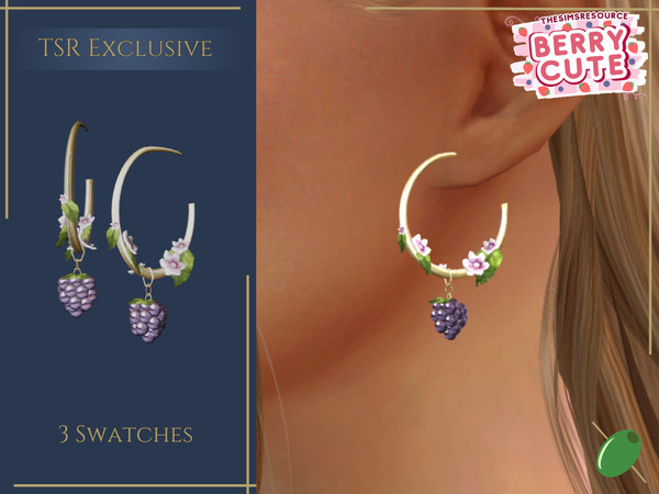 Sims 4 — Blackberry Hoops by Pitted0live — Berry cute blackberry themed hoops with flowers and leaves Custom catalog