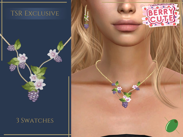 Sims 4 — Blackberry Necklace by Pitted0live — Berry cute blackberry themed intricate necklace Custom catalog image