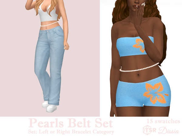 Sims 4 — Pearls Belt (Right Bracelet Category) by Dissia — Belt made of small pearls