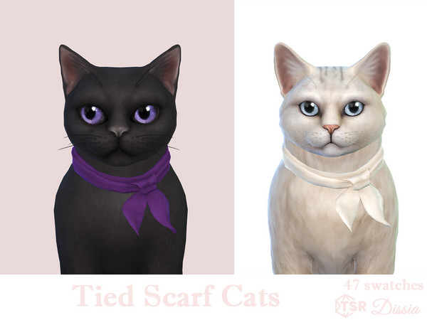 Sims 4 — Tied Scarf Cats by Dissia — Tied scarf collar for cat