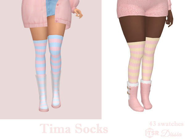 Sims 4 — Tima Socks by Dissia — Striped colorful ribbed cosy warm socks