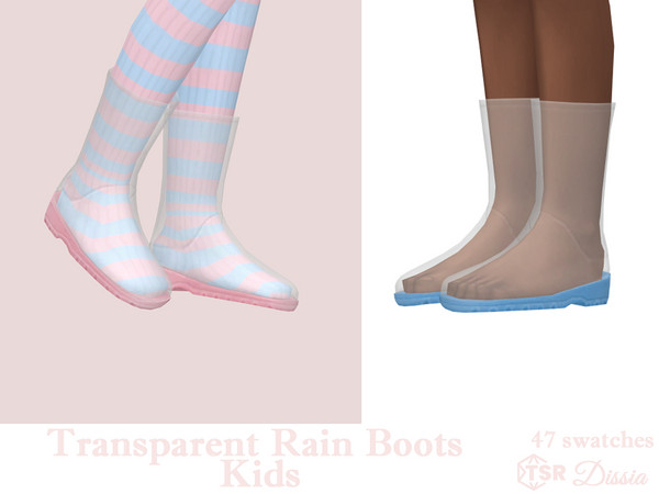 Sims 4 — Transparent Rain Boots Kids by Dissia — Transparent rainboots for kids perfect for rainy autumn weather!