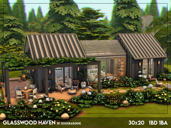 Sims 4 — Glasswood Haven (NO CC) by xogerardine — Saw this house somewhere on Tiktok and took a huge inspo! Love how the