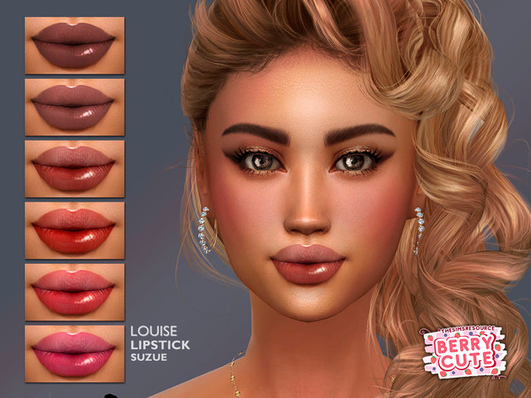 Sims 4 — Louise Lipstick N103 by Suzue — 10 Swatches