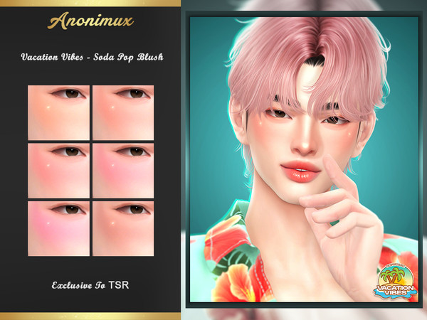 Sims 4 — Vacation Vibes - Soda Pop Blush by Anonimux_Simmer — - 6 Swatches