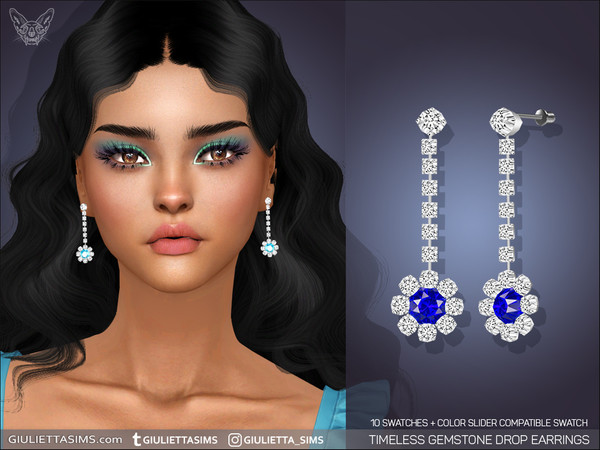 Sims 4 — Timeless Gemstone Drop Earrings by feyona — Timeless Gemstone Drop Earrings come with 10 swatches, and 11th