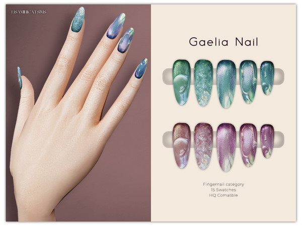 Sims 4 — Gaelia Nail by VELYSEA — -Fingernail category -HQ comatble -15 swatches