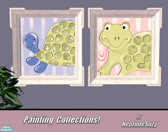Sims 2 — NSC Painting Set44 - Kids by Neptunesuzy — Your Simmies will Love these Frog and Turtle Paintings! Enjoy!