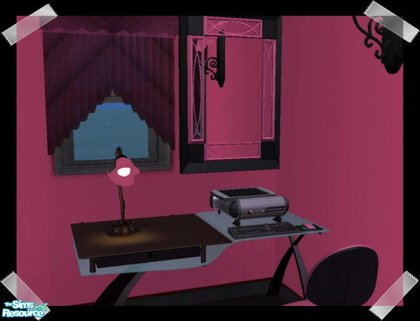 Sims 2 — Pink & Black Lamp by darksunshine1027 — Part of the Pink & Black Bedroom Suite.
