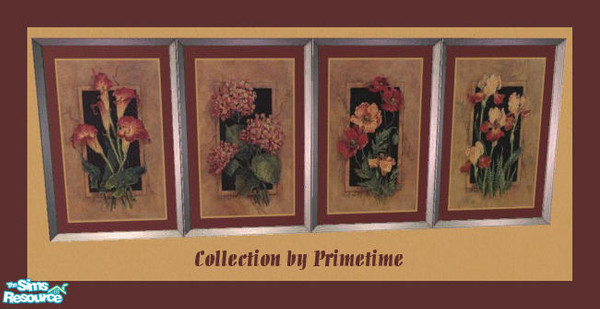 Sims 2 — Primetimes B. Mock Framed Florals by Primetime024 — This set includes 4 beautiful floral framed prints by