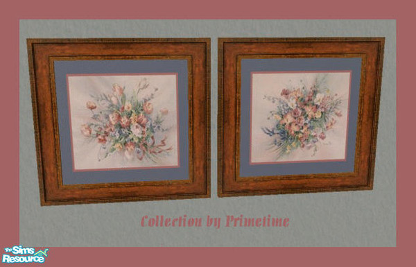 Sims 2 — Primetimes Barbara Mock Blue Floral by Primetime024 — This set includes 2 beautiful prints from artist Barbara