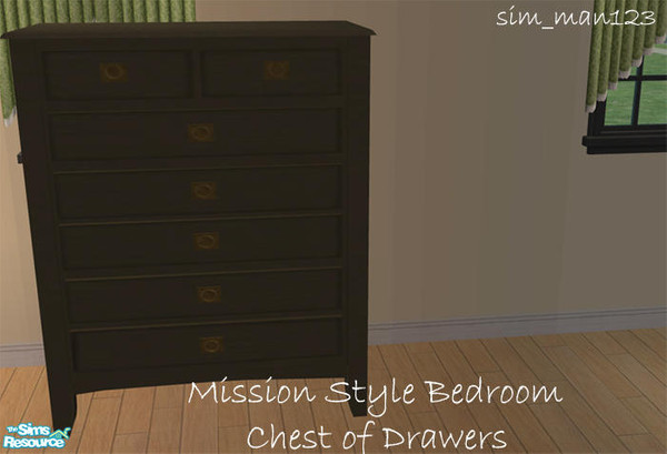 Sims 2 — Mission Style Bedroom - Chest of Drawers by sim_man123 — The Chest of drawers mesh for my Mission Style bedroom.