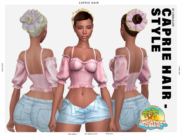 Sims 4 — Vacation Vibes Caprie Hairstyle by Leah_Lillith — The Scrunchie Recolor can be found in the HATS category. All
