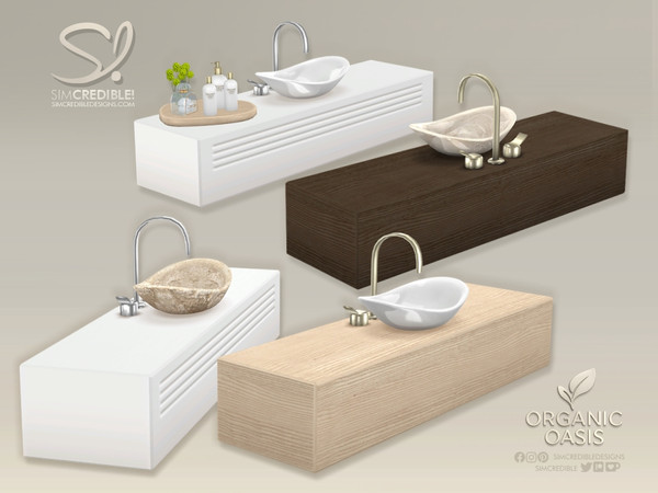 Sims 4 — Organic Oasis Hotel Suite - Sink by SIMcredible! — Now, it's the most relaxing time of the day forgetting about