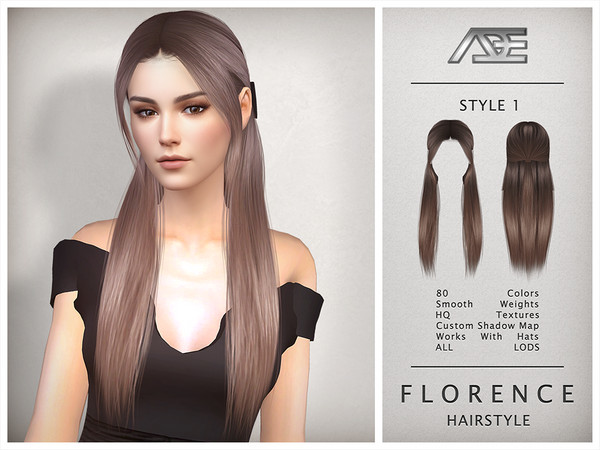 Sims 4 — Florence - Style 1 (Hairstyle) by Ade_Darma — Florence Hairstyle - Style 1 New Hair Mesh