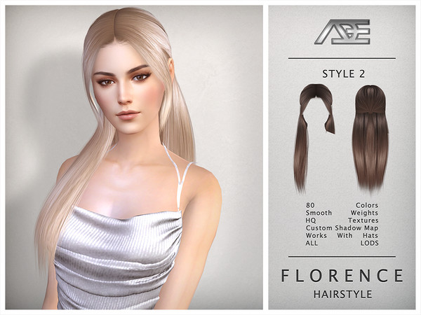 Sims 4 — Florence - Style 2 (Hairstyle) by Ade_Darma — Florence Hairstyle - Style 2 New Hair Mesh