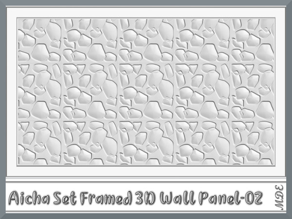 Sims 4 — MDE-Aicha Set_Framed 3D White Wall Panel-02 by MDE — Another 3D wall panel, this time framed. There are 8