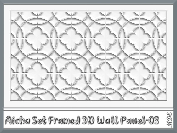 Sims 4 — MDE-Aicha Set_Framed 3D White Wall Panel-03 by MDE — Another 3D wall panel, this time framed. There are 8