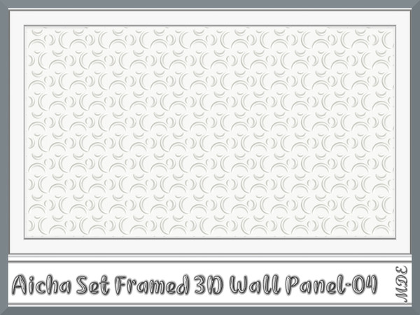 Sims 4 — MDE-Aicha Set_Framed 3D White Wall Panel-04 by MDE — Another 3D wall panel, this time framed. There are 8