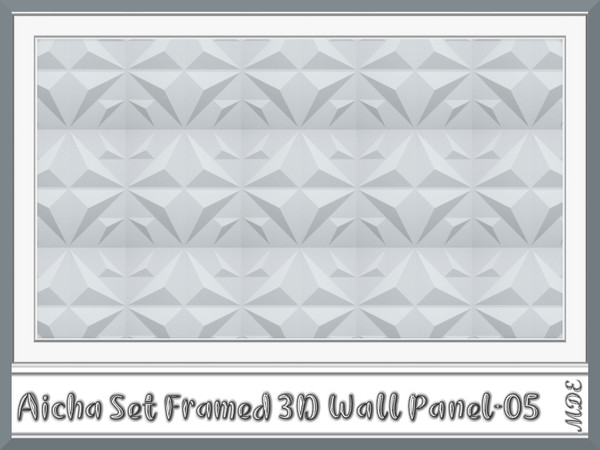 Sims 4 — MDE-Aicha Set_Framed 3D White Wall Panel-05 by MDE — Another 3D wall panel, this time framed. There are 8
