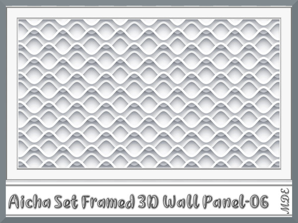 Sims 4 — MDE-Aicha Set_Framed 3D White Wall Panel-06 by MDE — Another 3D wall panel, this time framed. There are 8