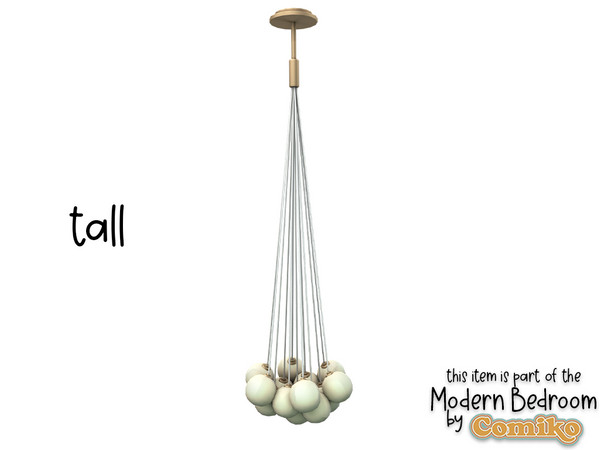 Sims 4 — Comiko Modern Bedroom Chandelier (tall) by Comiko — Part 2 - Modern Bedroom Set is base game compatible and