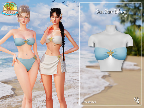 Sims 4 — VacationVibes - SeaStar Bikini Top by WisteriaSims — - FOR WOMAN - NEW MESH - TEEN TO ELDER - Clothing Top