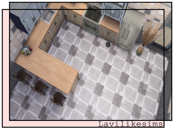 Sims 4 — Luxe Granite Floor Tile by lavilikesims — 2 granite tile floors with a geometric pattern, in 6 colours each
