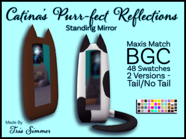 Sims 4 — Catina's Purr-fect Reflections by TrisSims7 — Let your sims admire themselves with this adorable cat-themed
