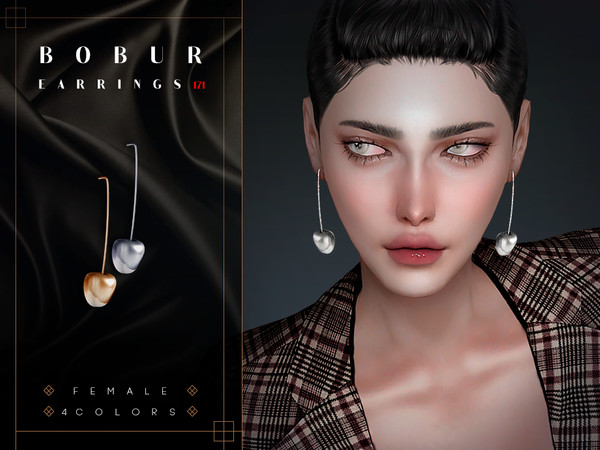 Sims 4 — Cherry Drop Earrings by Bobur2 — Cherry Drop Earrings for female 4 colors I hope you like it