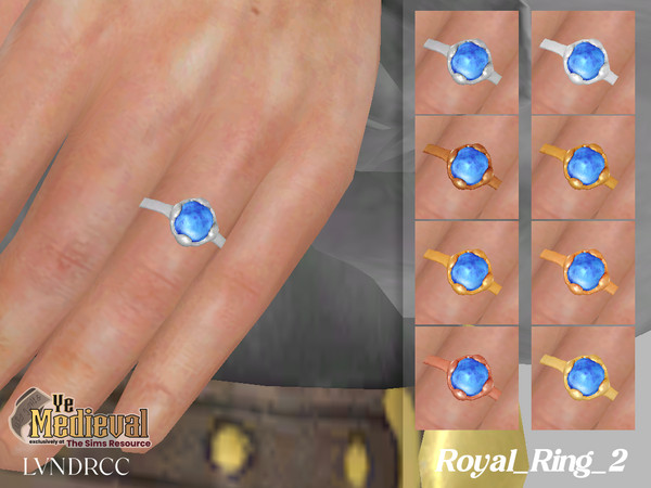 Sims 4 — Ye Medieval Royal Ring 2 by LVNDRCC — Agate stone framed in variety of yellow and pink gold and silver frames,