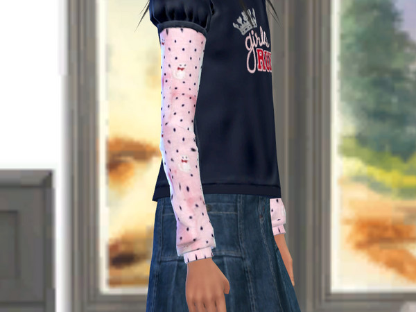 Sims 4 — Accessory Undershirt - School Spirit by oldmanjenny — Recolor of Sims4Nexus's accessory shirt, 5 swatches