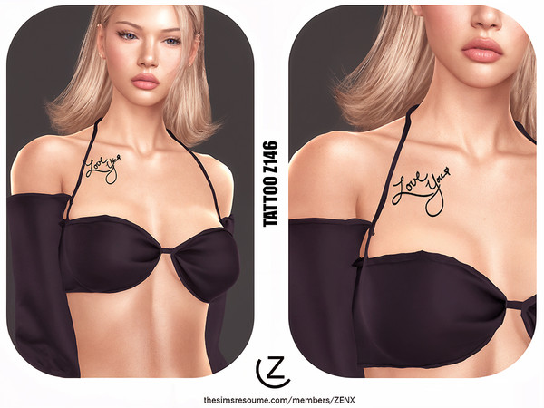 Sims 4 — TATTOO Z146 by ZENX — All Age