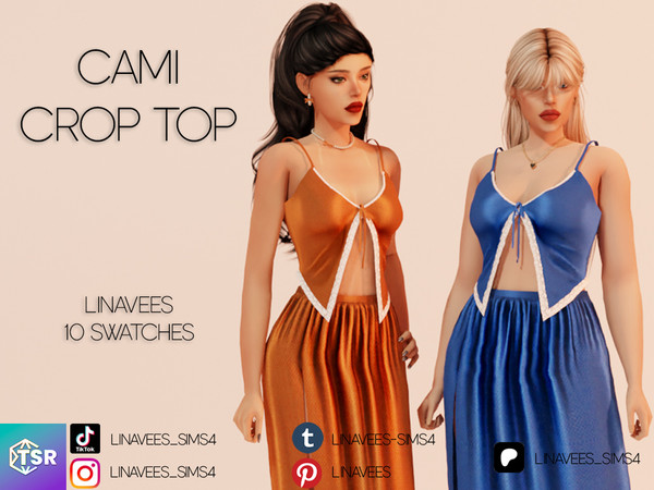 Sims 4 — ELISA - SILK SET (TOP) by linavees — New Mesh