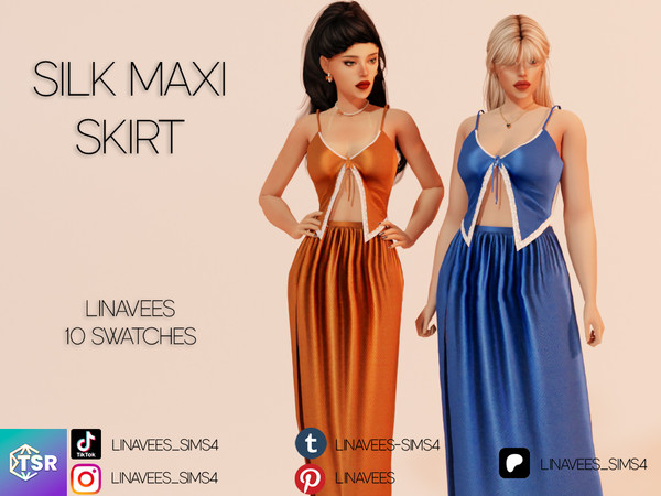 Sims 4 — ELISA - SILK SET (SKIRT) by linavees — New Mesh