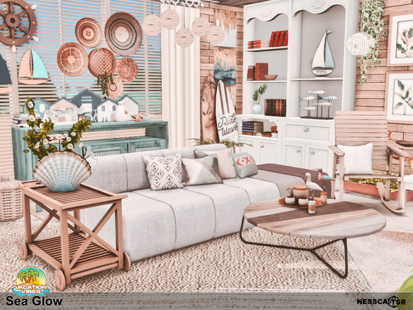 Sims 4 — Sea Glow by Nessca — Sea Glow is a living room made especially for the Vacation Vibes collection for TSR. Have