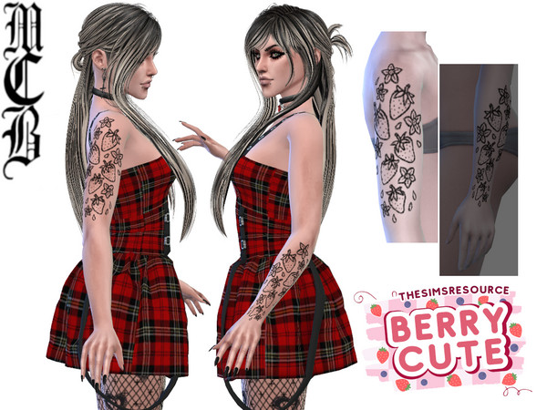 Sims 4 — Strawberries Upper Arm Tattoo (Right) by MaruChanBe2 — A cute tattoo for your cuties.