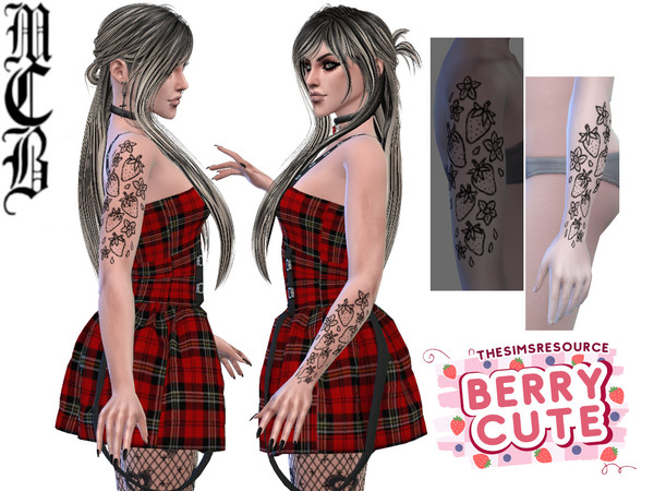 Sims 4 — Strawberries Lower Arm Tattoo (Left) by MaruChanBe2 — A cute tattoo for your cuties.