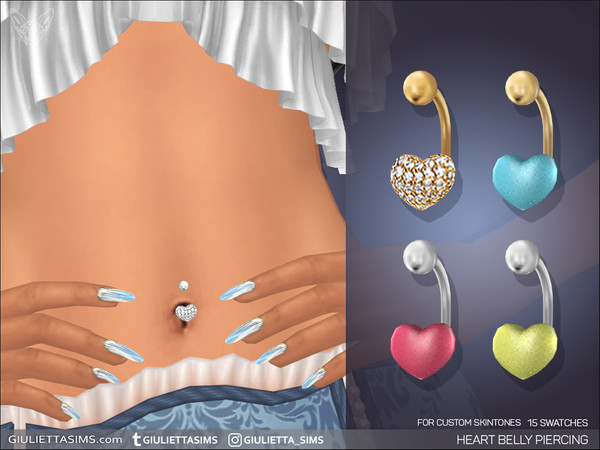 Sims 4 — EA Skintones Heart Belly Piercing by feyona — Heart Belly Piercing for EA skintones. This belly piercing comes