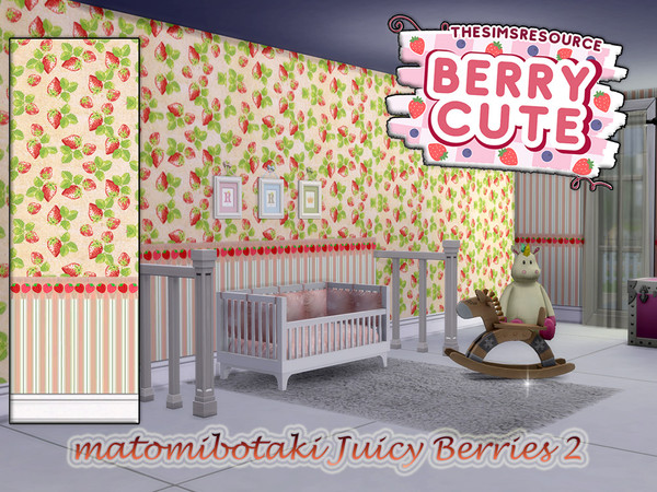 Sims 4 — matomibotaki Juicy Berries 2.package by matomibotaki — Here delicious strawberries are romping on the wallpaper,
