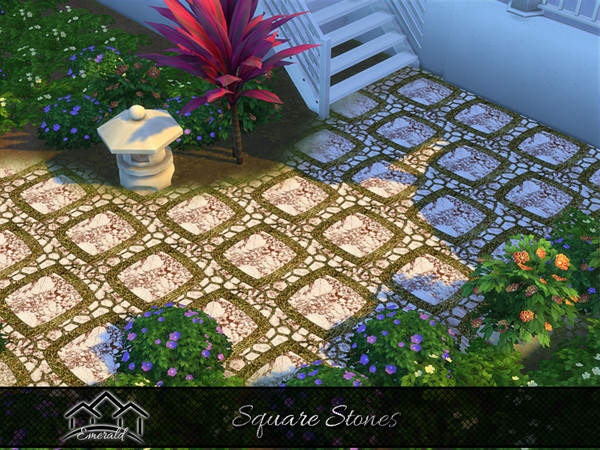 Sims 4 — Square Stones 1 by Emerald — Square Stones pavers are timeless outdoor flooring options.