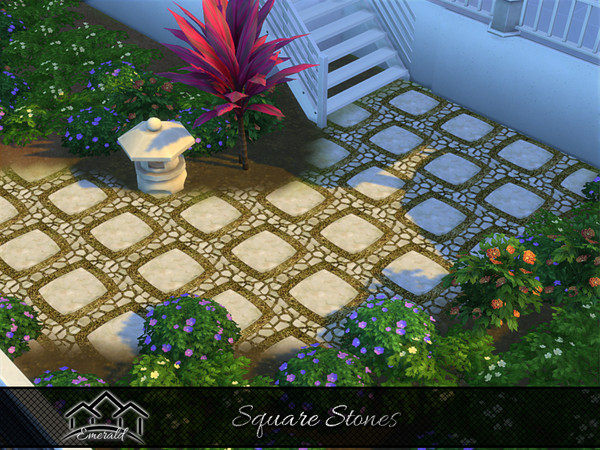 Sims 4 — Square Stones 3 by Emerald — Square Stones pavers are timeless outdoor flooring options.