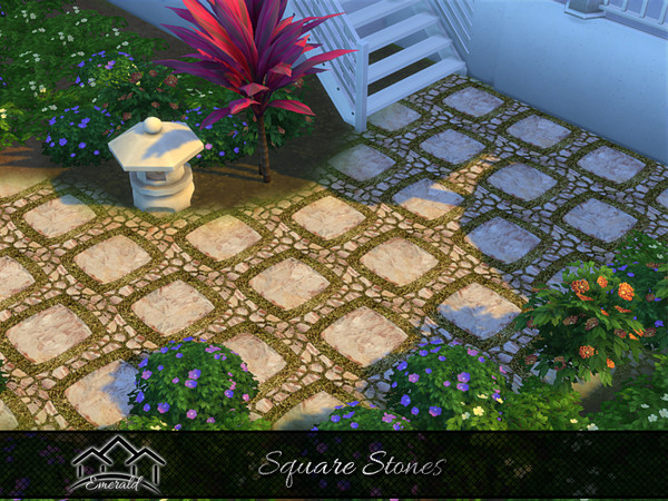 Sims 4 — Square Stones 4 by Emerald — Square Stones pavers are timeless outdoor flooring options.